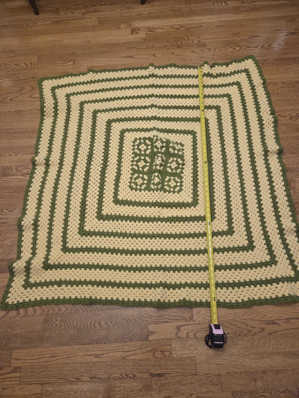 Handmade Green and Cream Crochet Throw Blanket - Home Accents